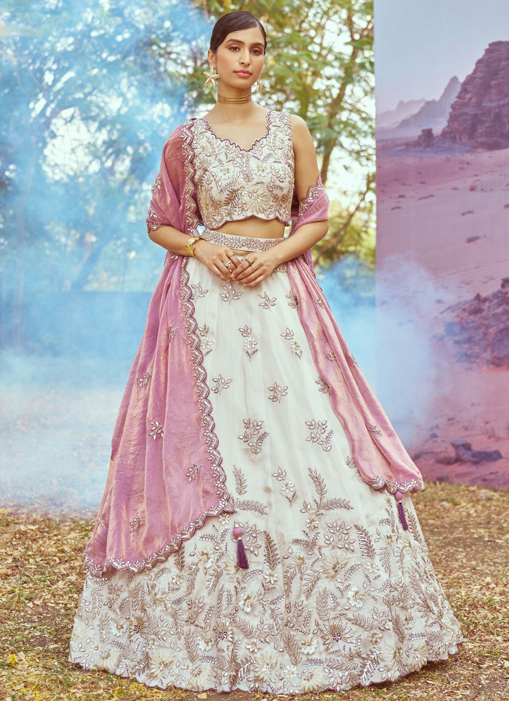 Beads Organza A - Line Lehenga - L2914