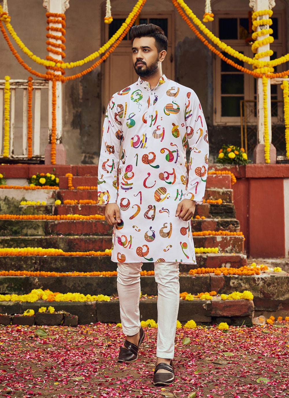 Embroidered Art Silk White Kurta Pyjama - M3849