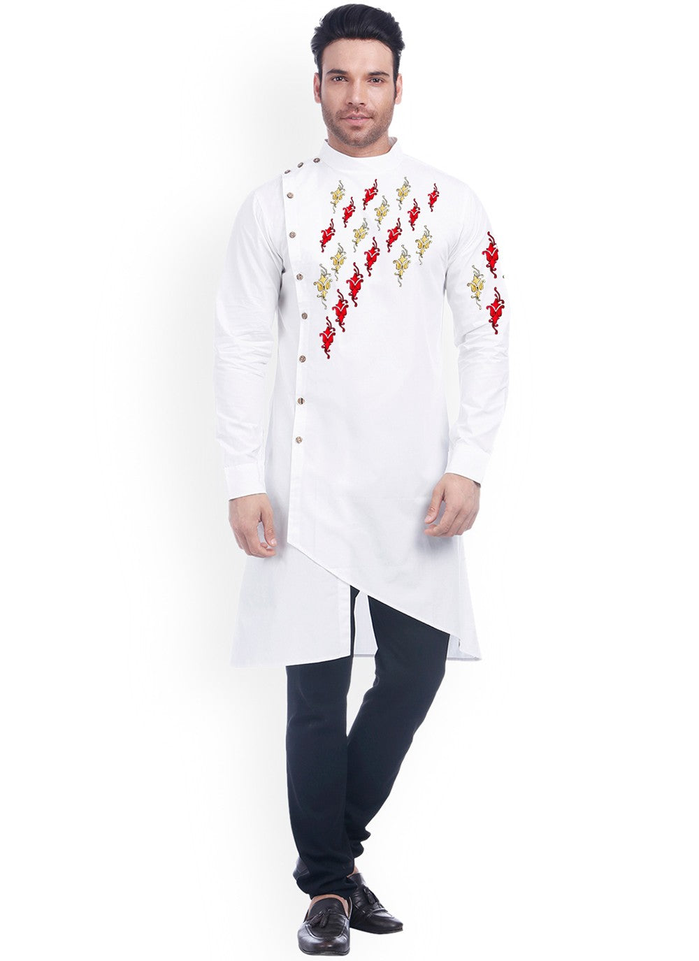 Embroidered Cotton White Kurta Pyjama - M2317