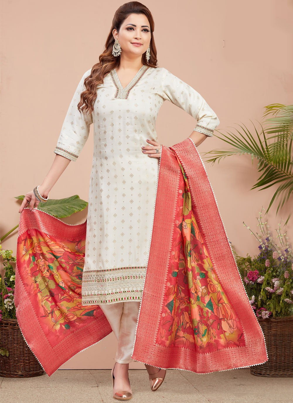 Embroidered Silk Salwar Suit - T4378