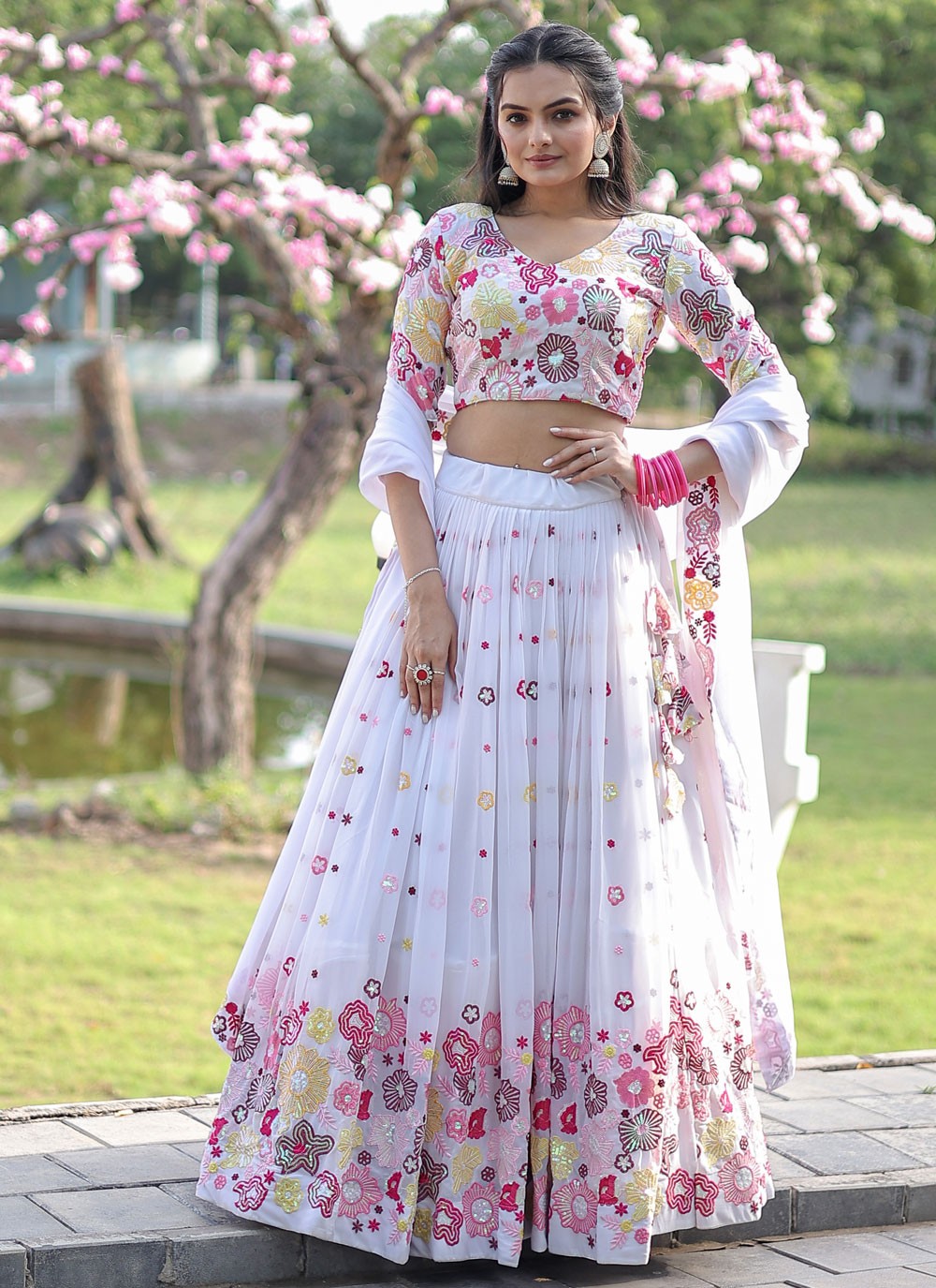 Embroidered Jacquard, Viscose A - Line Lehenga - L1409