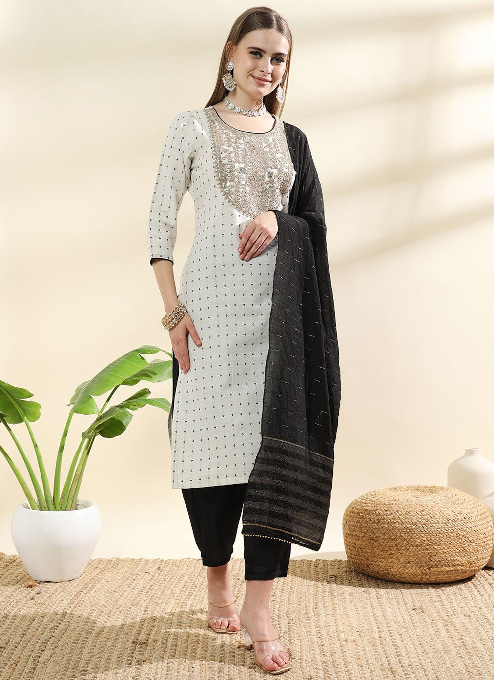 Embroidered Cotton Salwar Suit - T4641