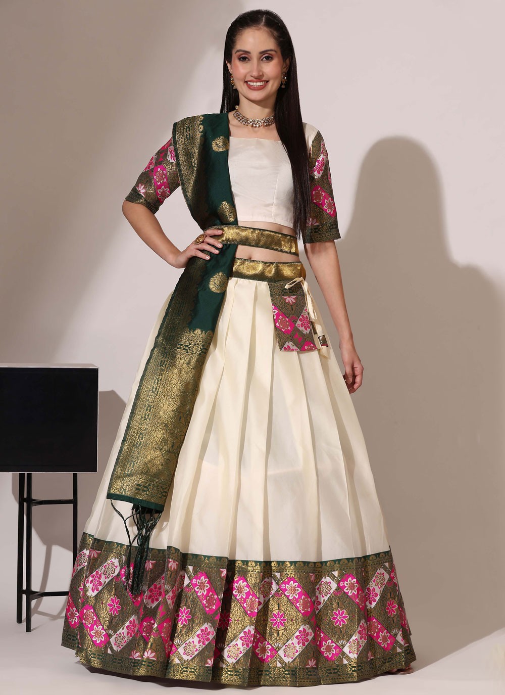 Woven Silk A - Line Lehenga - L2482