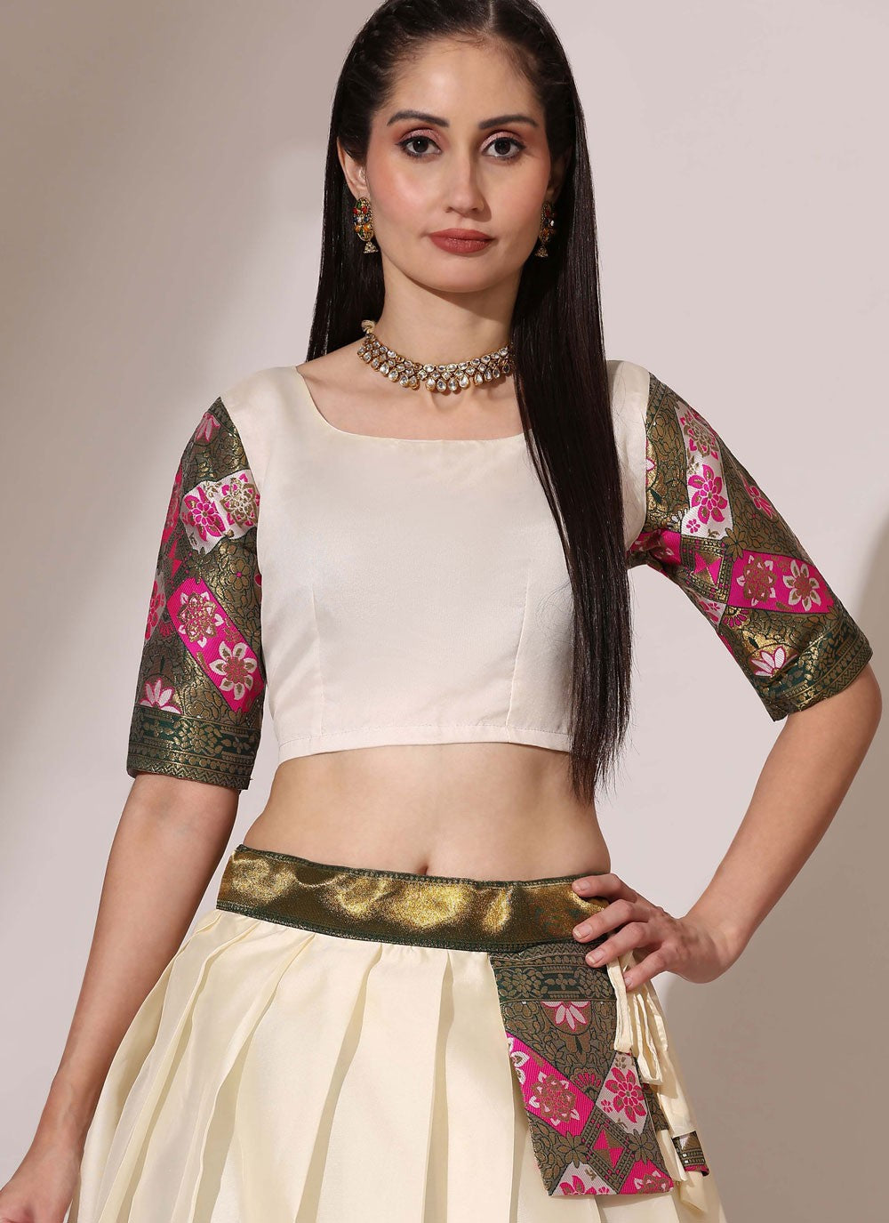 Woven Silk A - Line Lehenga - L2482