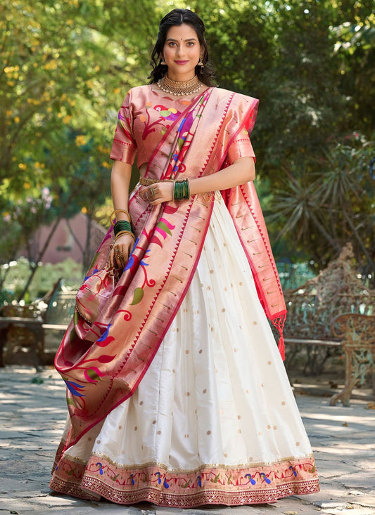 Weaving Zari Jacquard Silk A - Line Lehenga - L1754