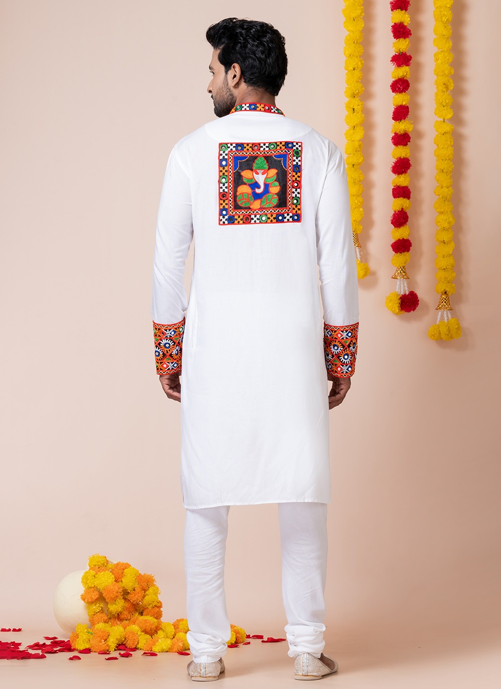 Lace Rayon White Kurta Pyjama - M8308