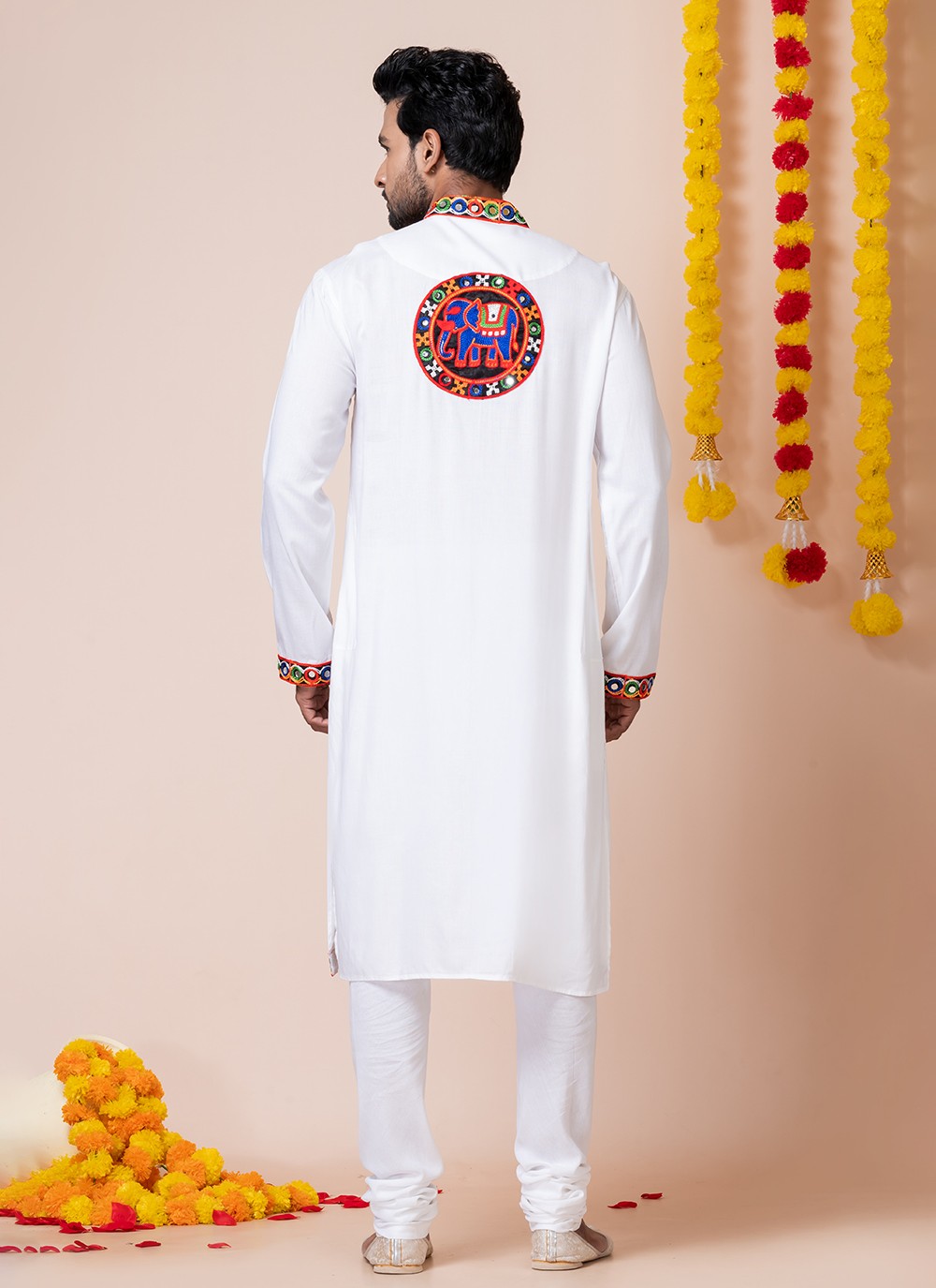 Lace Rayon White Kurta Pyjama - M8298