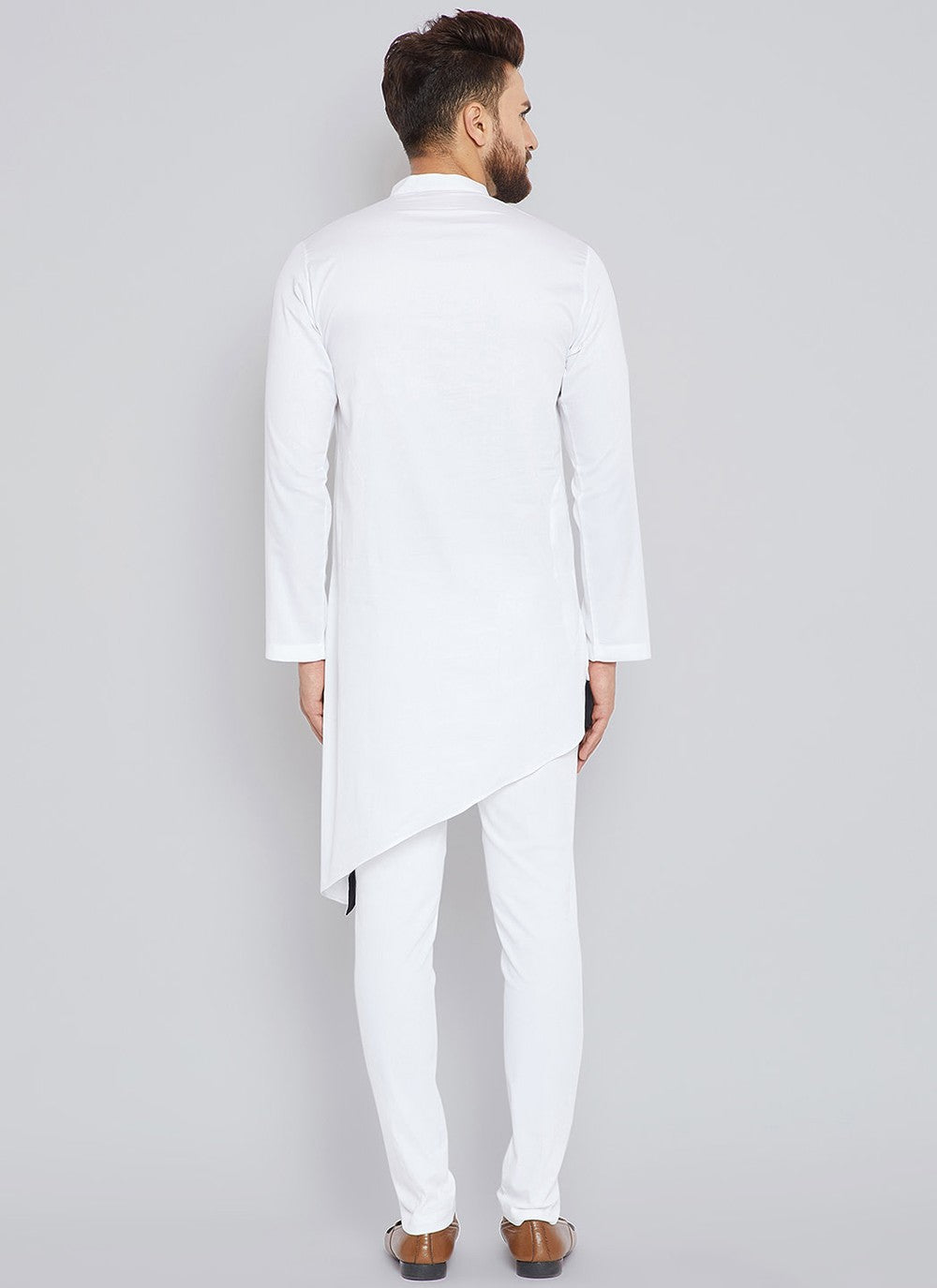 Plain Cotton White Kurta Pyjama - M1976