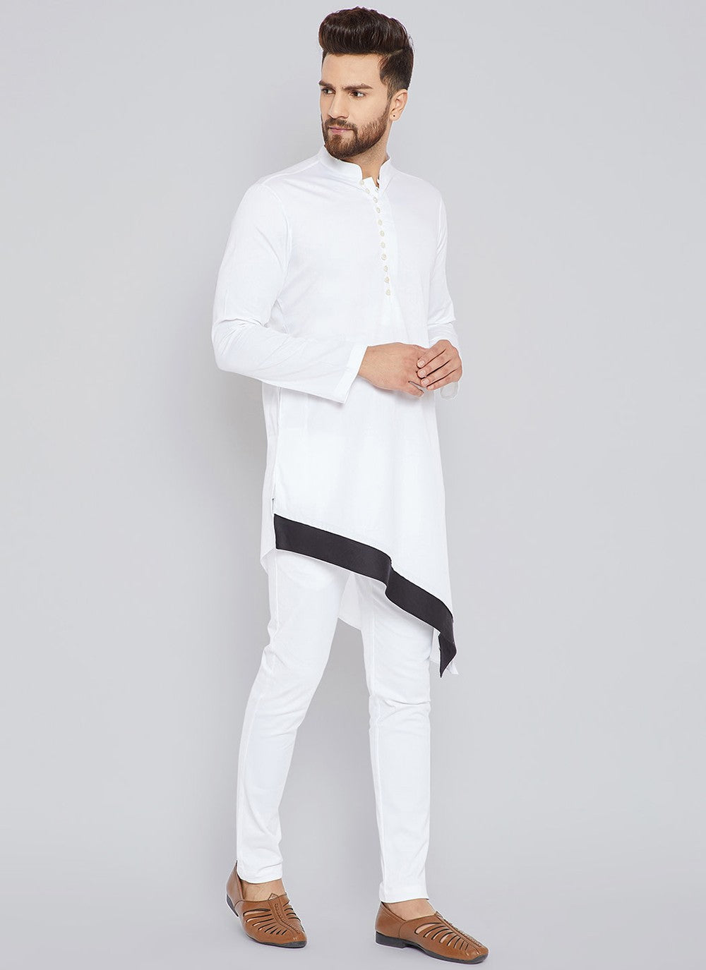 Plain Cotton White Kurta Pyjama - M1976