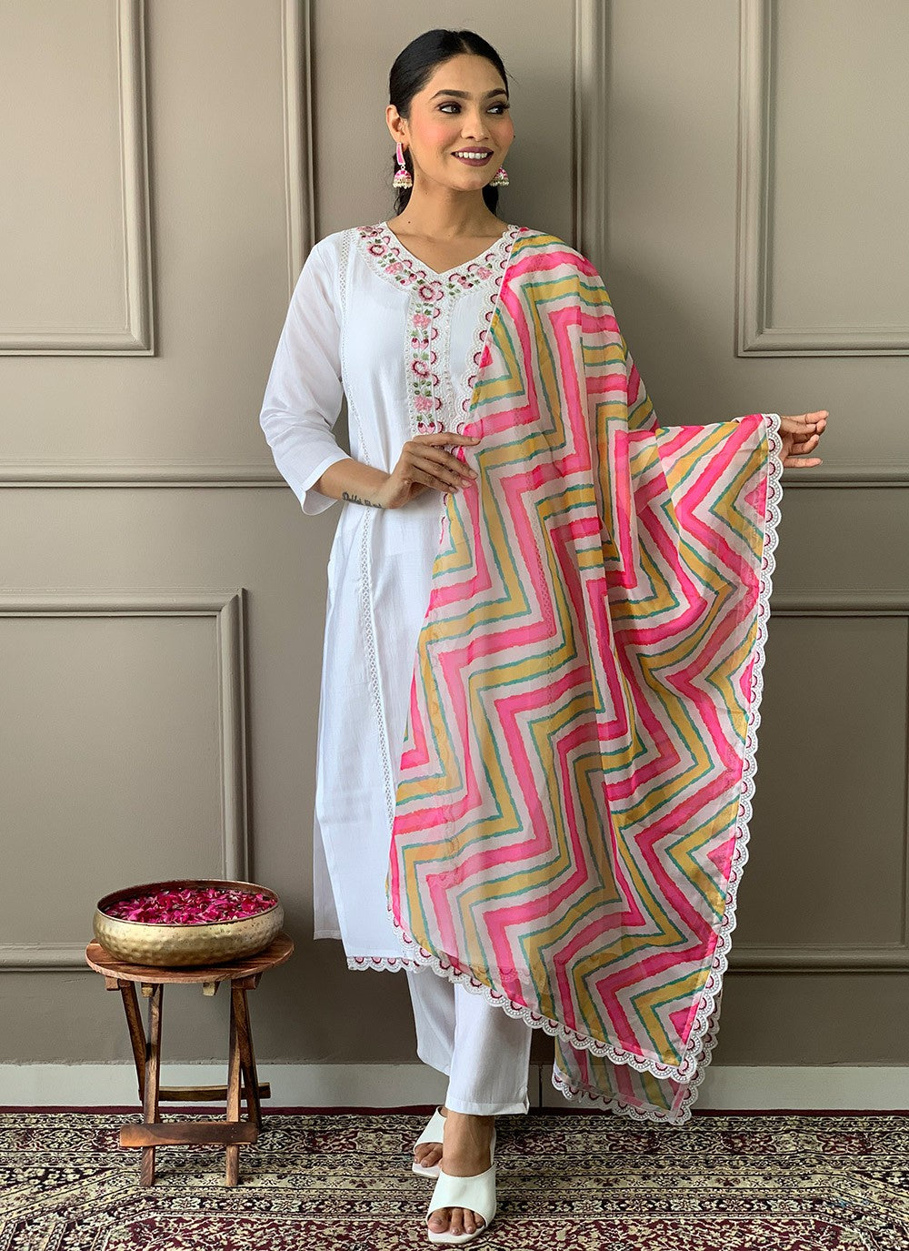 Chanderi , Viscose Pant Style Suit - T3295