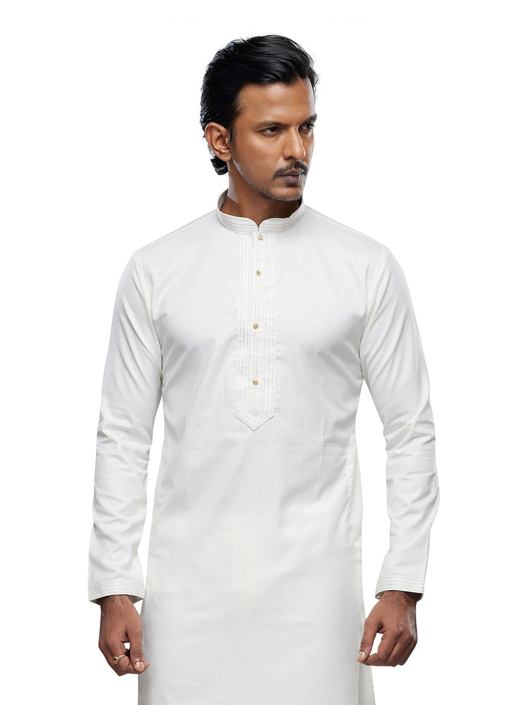 Plain Art Silk White Kurta Pyjama - M6755