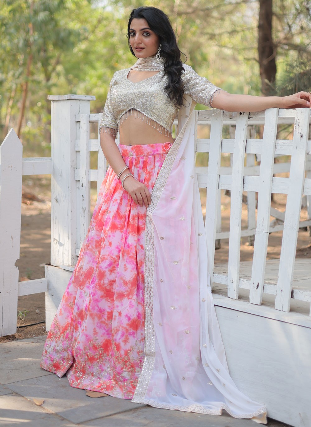 Digital Print Faux Georgette Lehenga - L3063