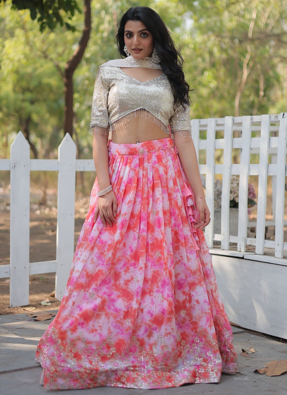 Digital Print Faux Georgette Lehenga - L3063