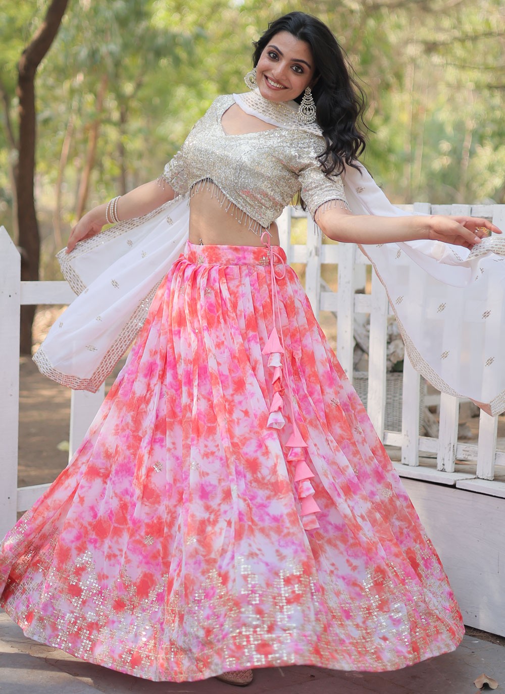 Digital Print Faux Georgette Lehenga - L3063