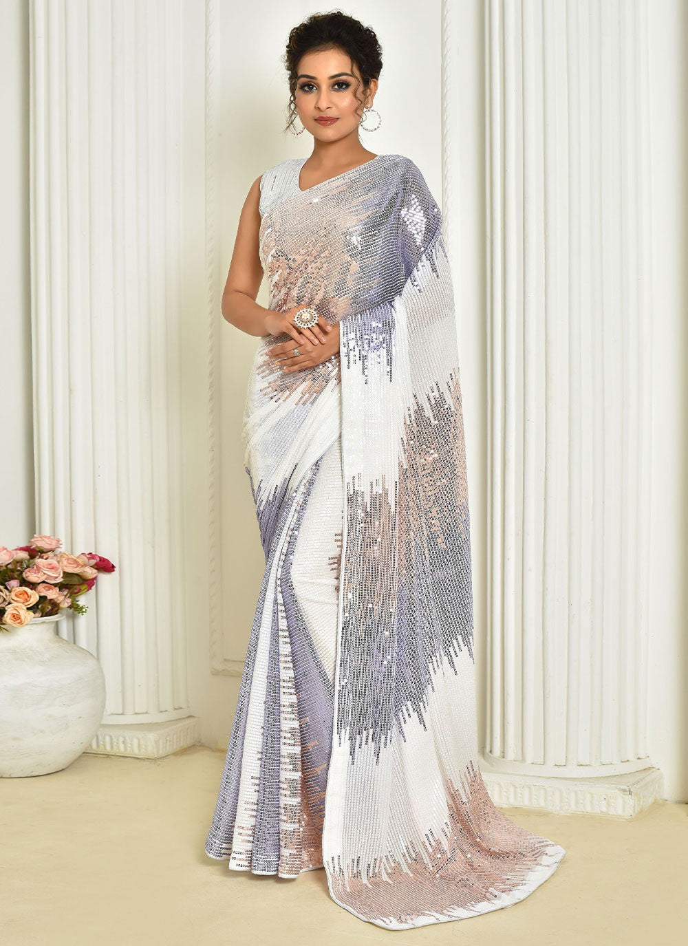 Contemporary Embroidered Georgette Saree - S2394