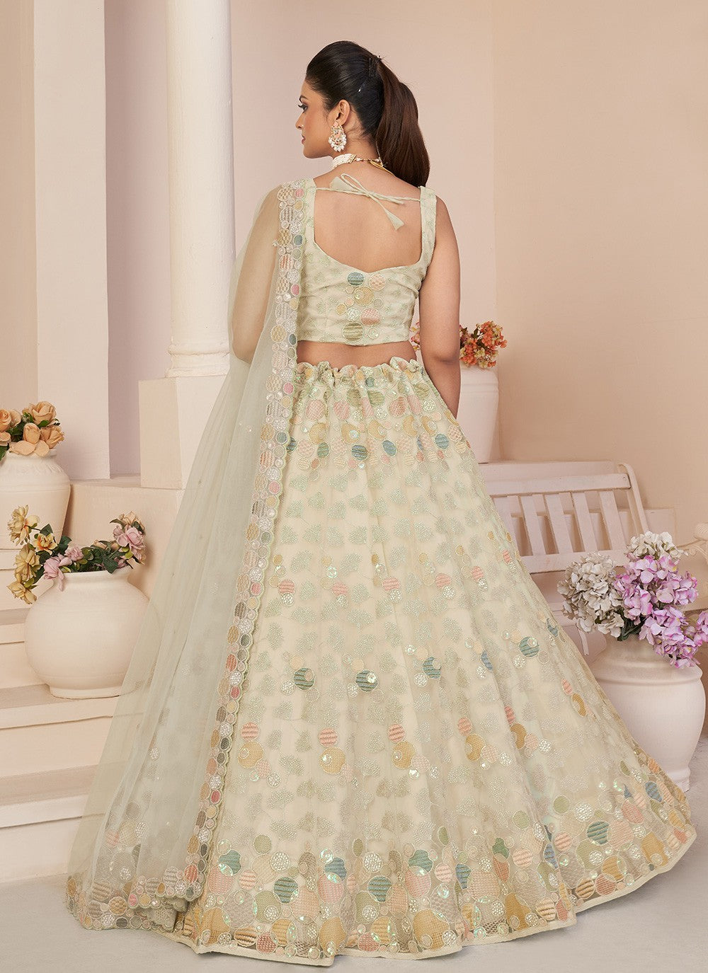 Cutdana Net Lehenga - L3169