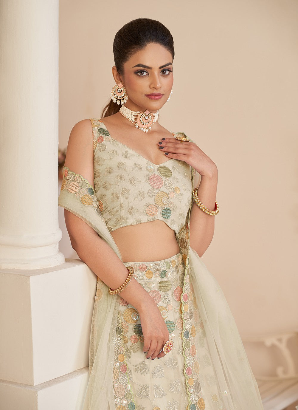 Cutdana Net Lehenga - L3169