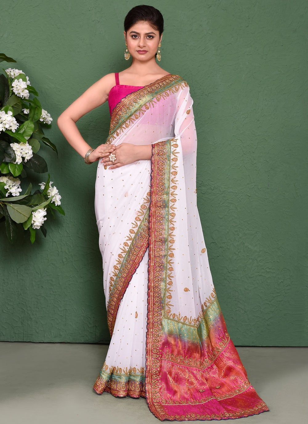 Classic Embroidered Kanjivaram Silk Saree - S7820