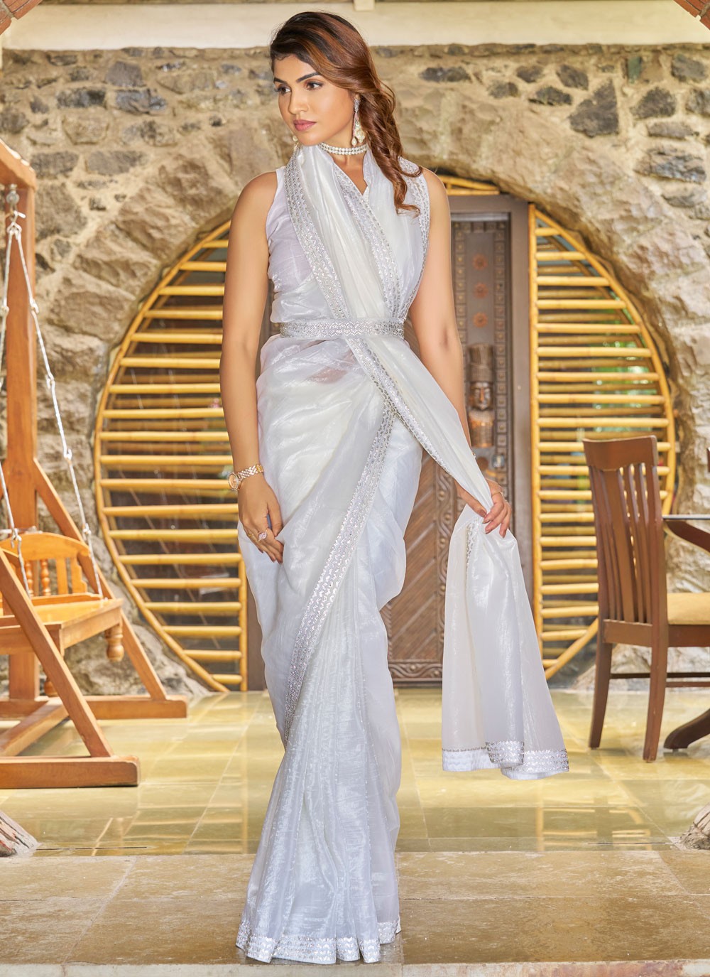 Cutdana, Swarovski Crush Saree - S11525