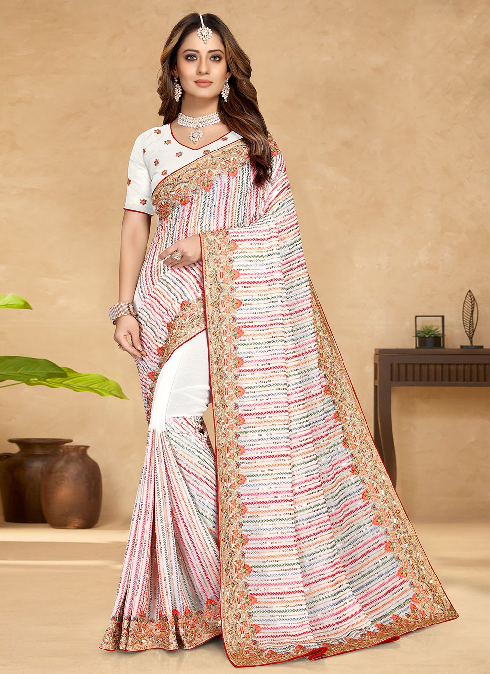 Bollywood Style Embroidered Georgette Saree - S1654