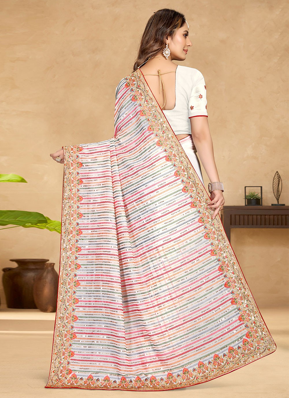 Bollywood Style Embroidered Georgette Saree - S1654