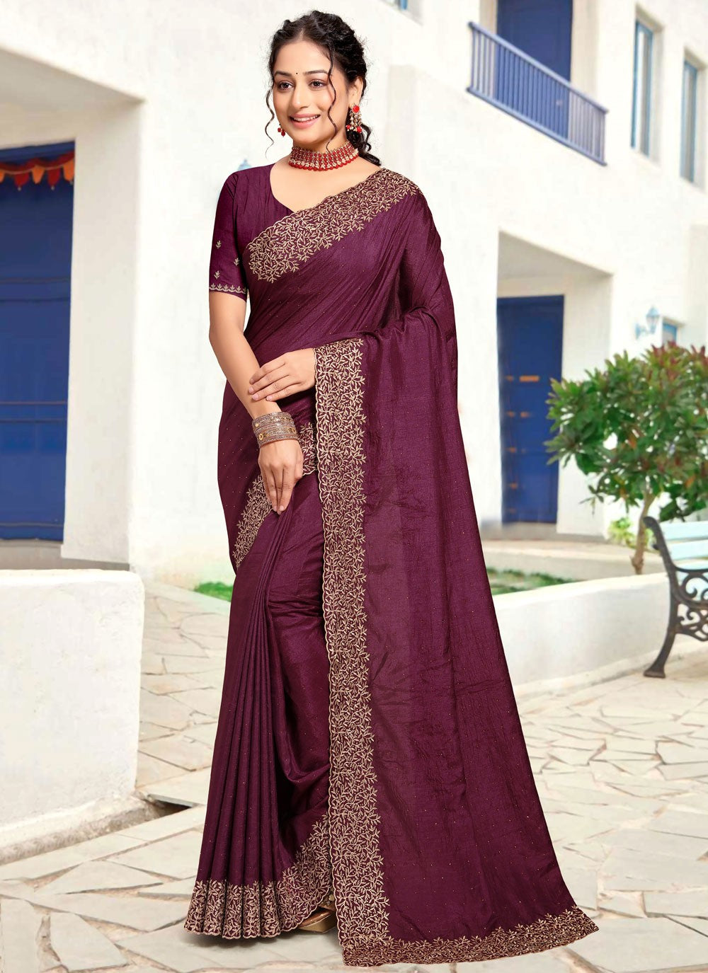 Classic Border Work Art Silk Saree - S8150