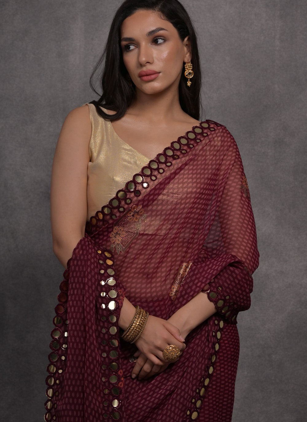 Trendy Border Work Georgette Saree - S4717