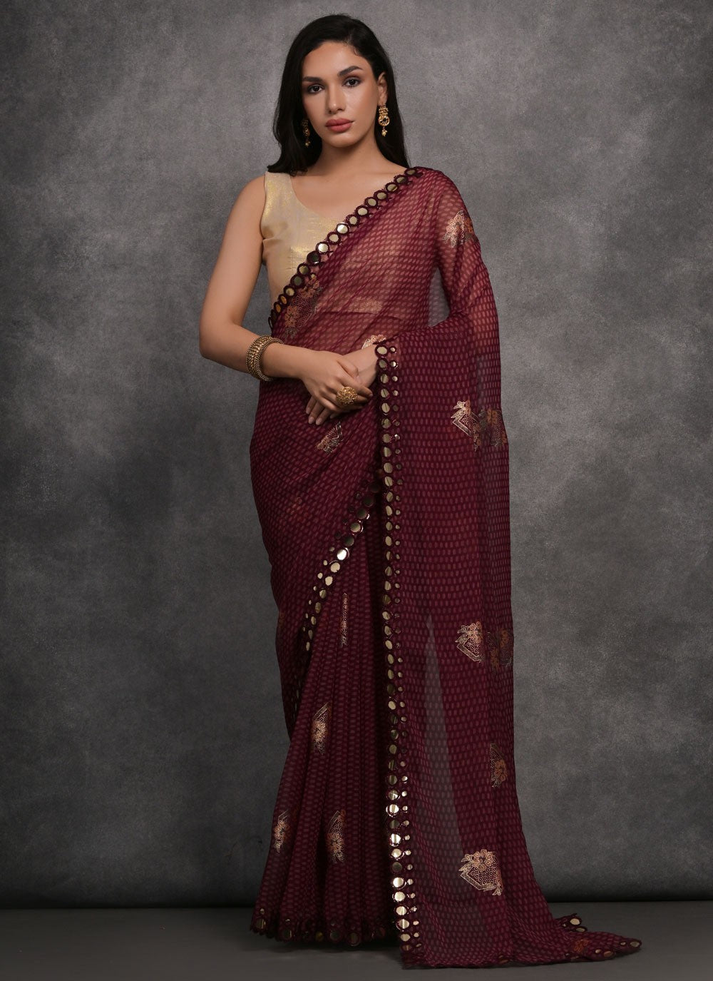 Trendy Border Work Georgette Saree - S4717