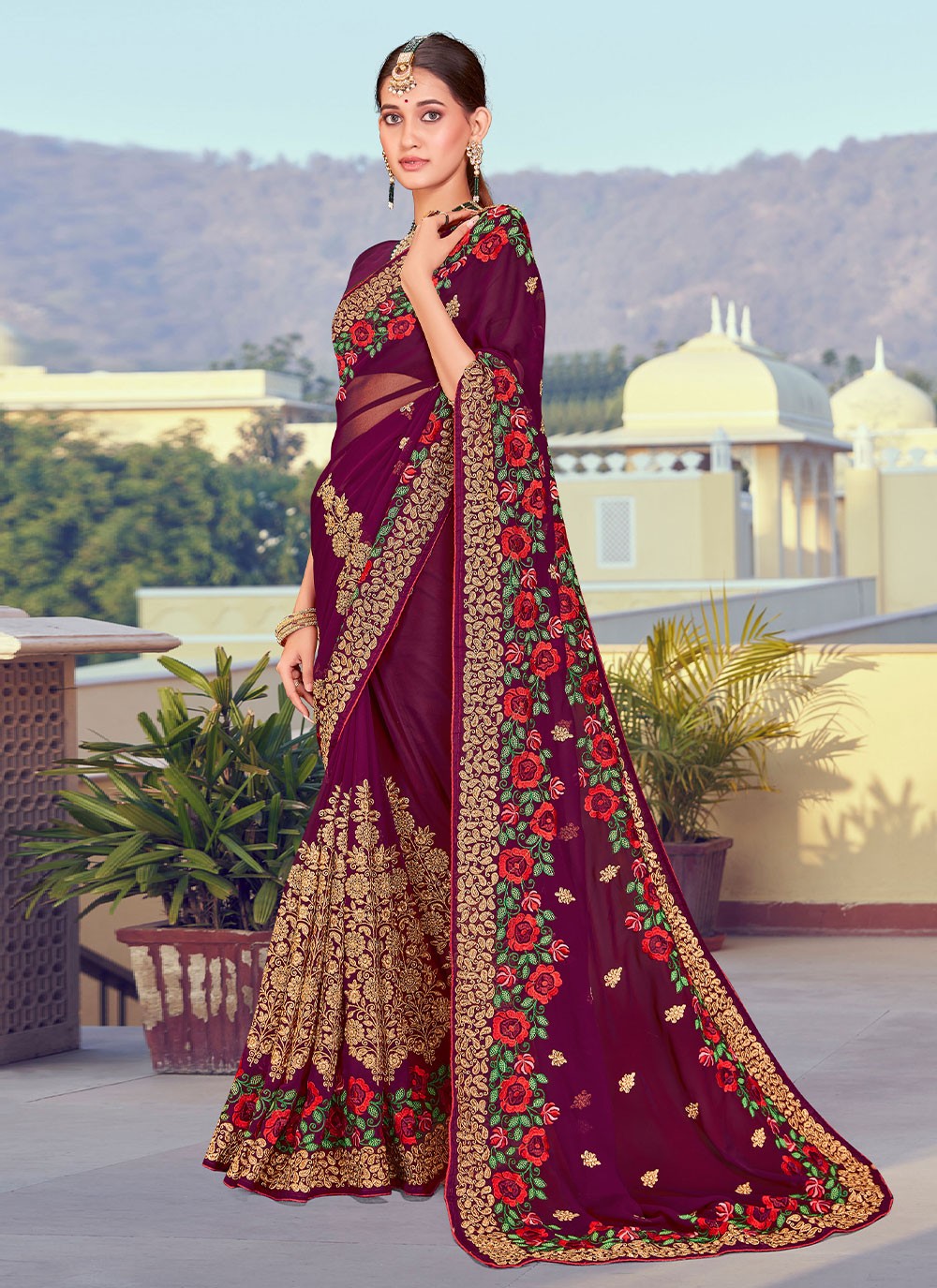 Saree Embroidered Georgette Saree - S2744