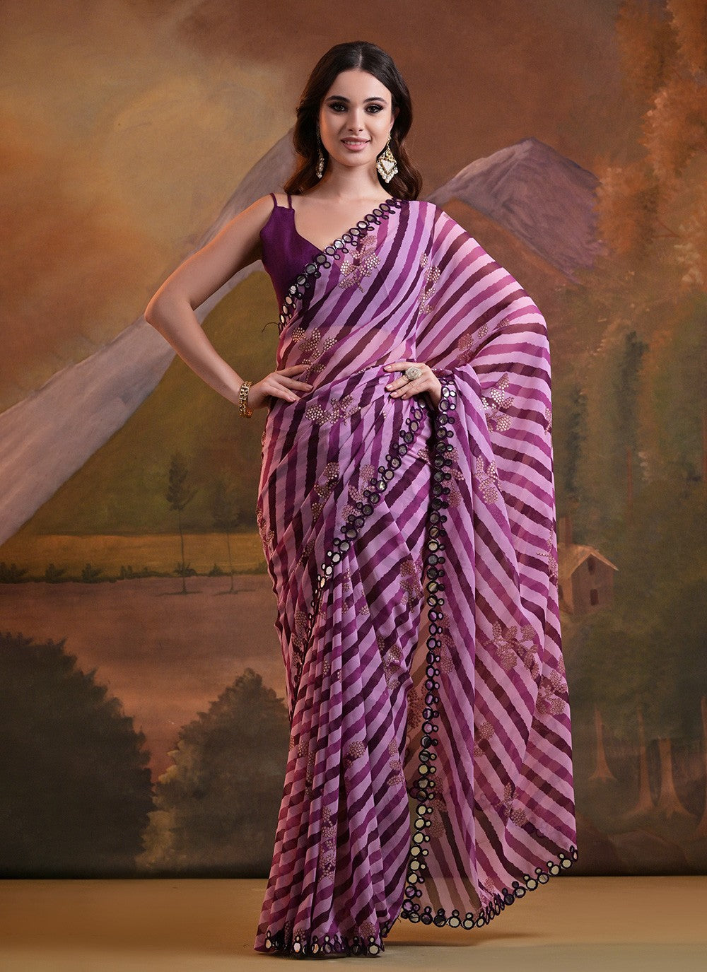 Classic Foliage Prints Georgette Saree - S6564