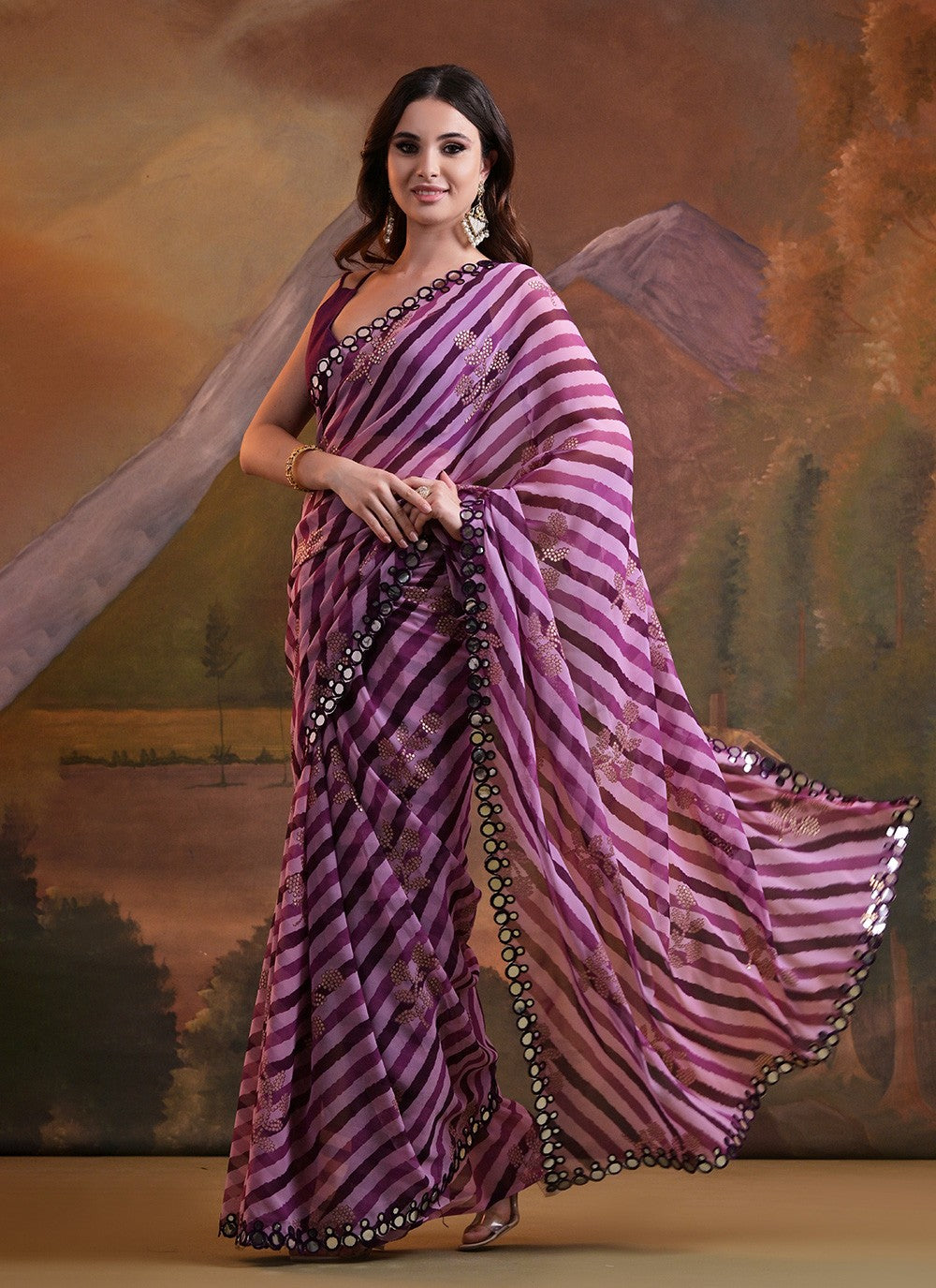 Classic Foliage Prints Georgette Saree - S6564