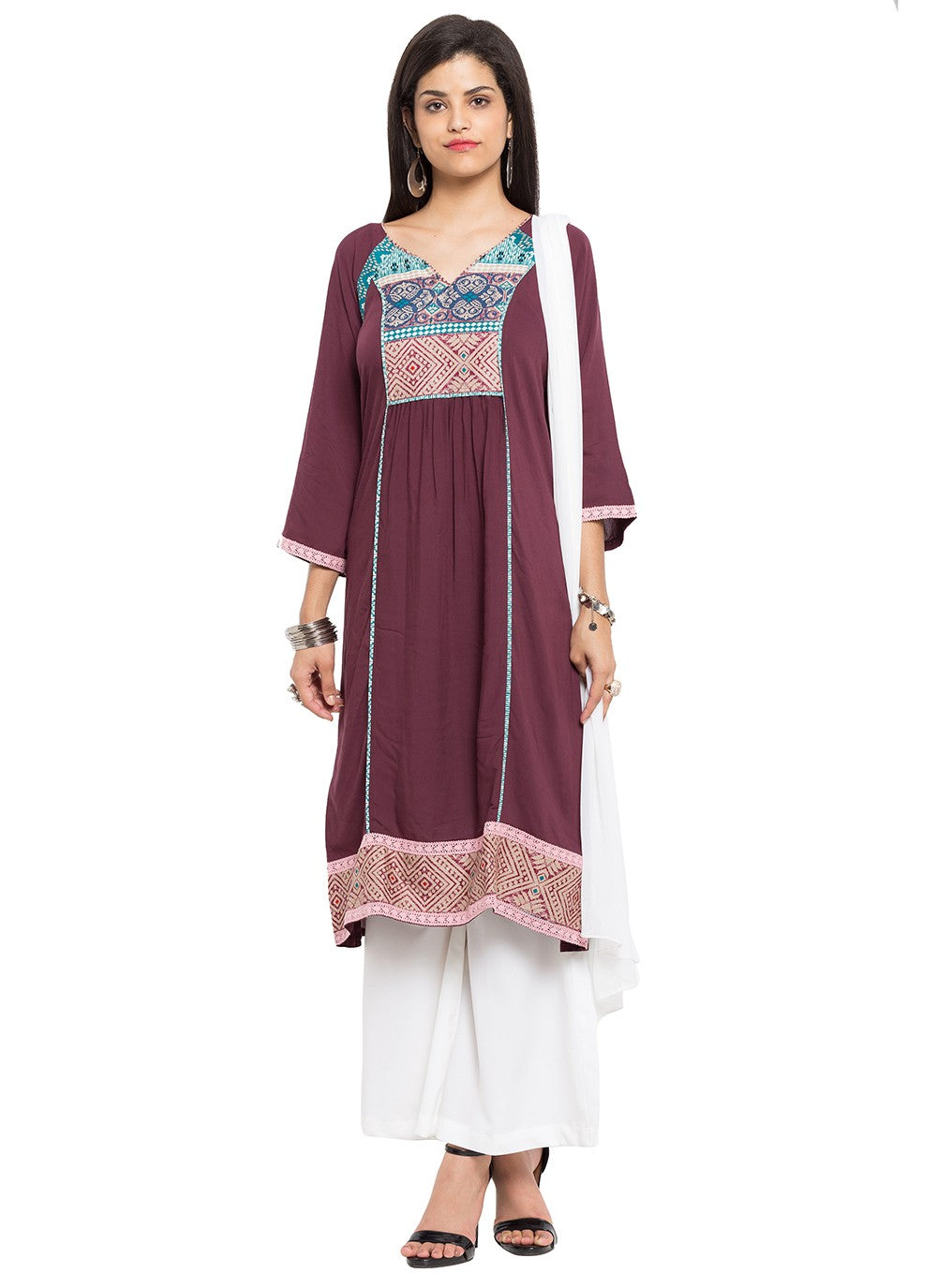 Faux Georgette Palazzo Suit - T306