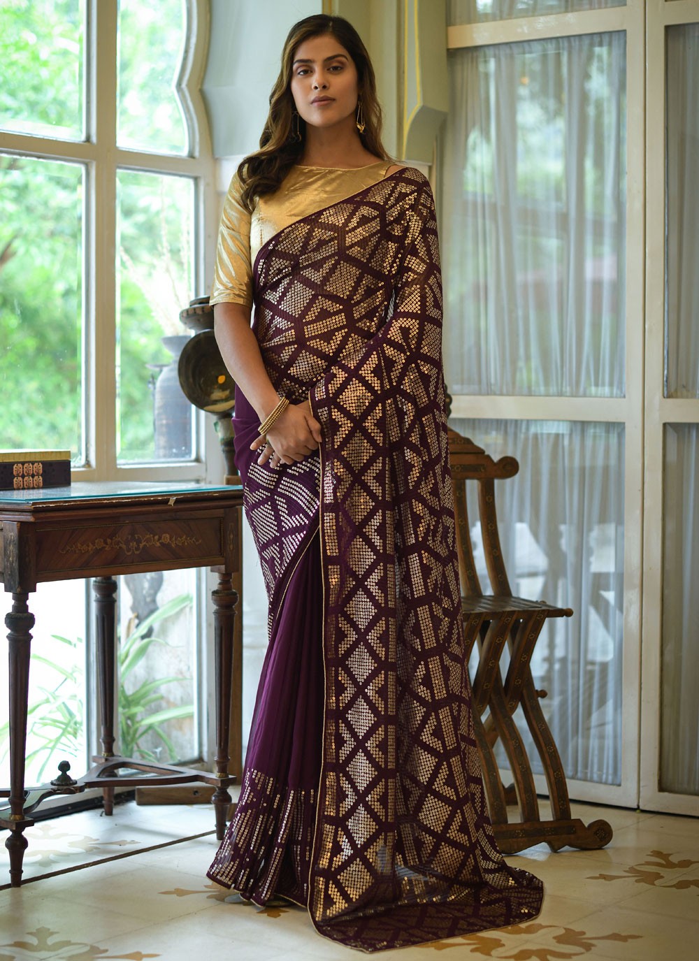 Classic Embroidered Georgette Saree - S1940