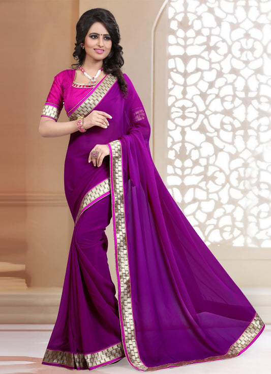 Classic Lace Faux Georgette Saree - S0652