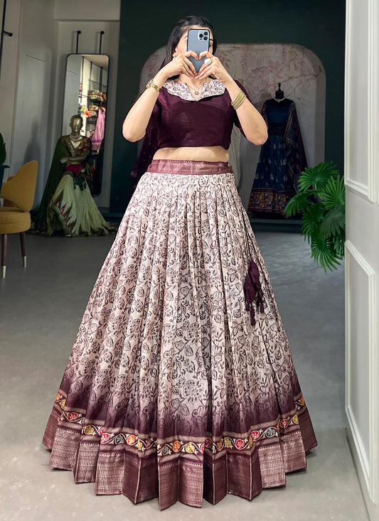 Floral Printed Silk Readymade Lehenga Choli - L1680