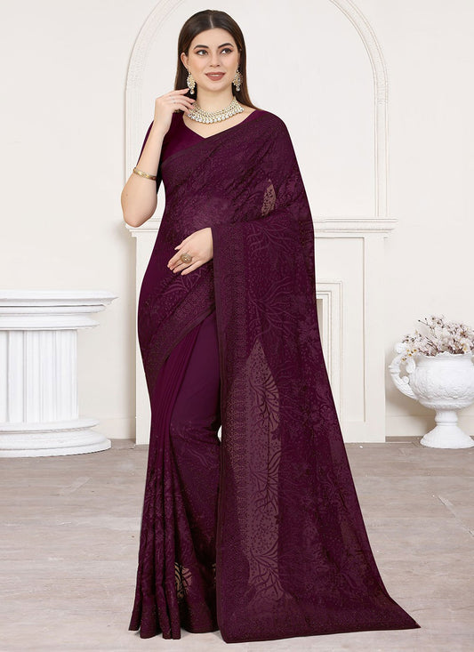 Classic Embroidered Georgette Saree - S2499