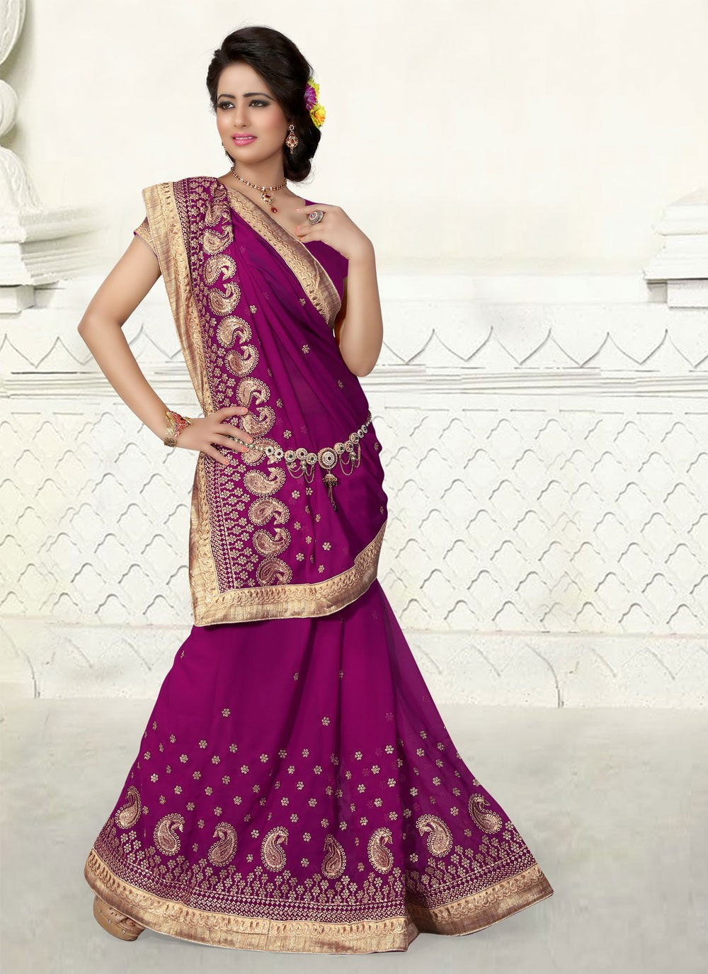 Classic Embroidered Georgette Saree - S4129