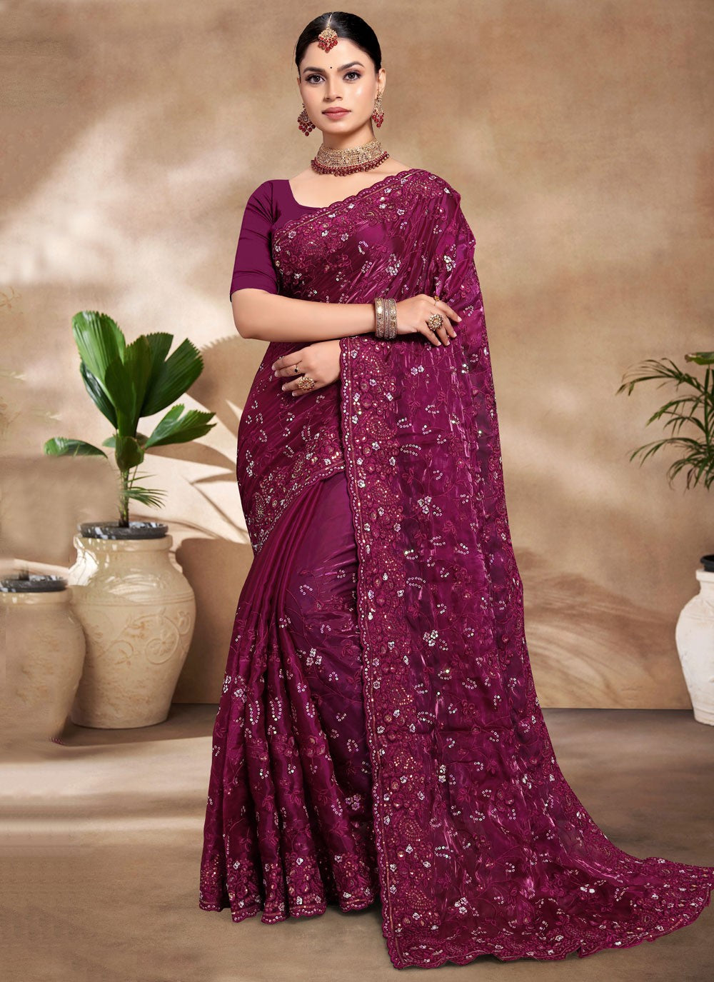 Classic Embroidered Jimmy Chu Saree - S8805