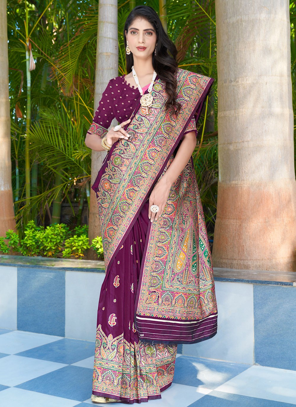 Kashmiri Pashmina Saree - S11995