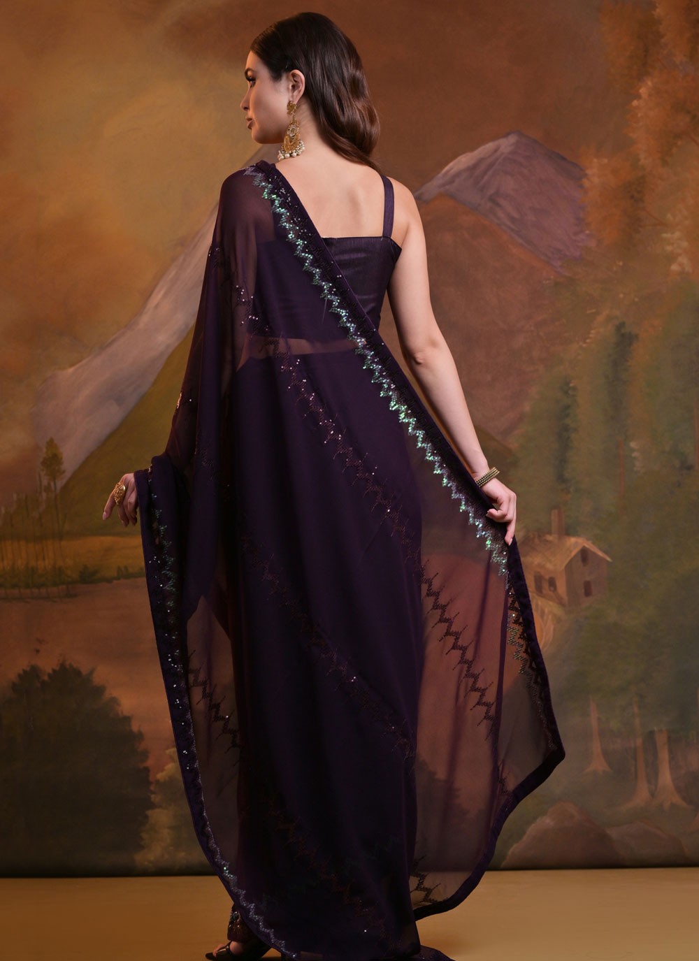 Trendy Border Work Georgette Saree - S7152