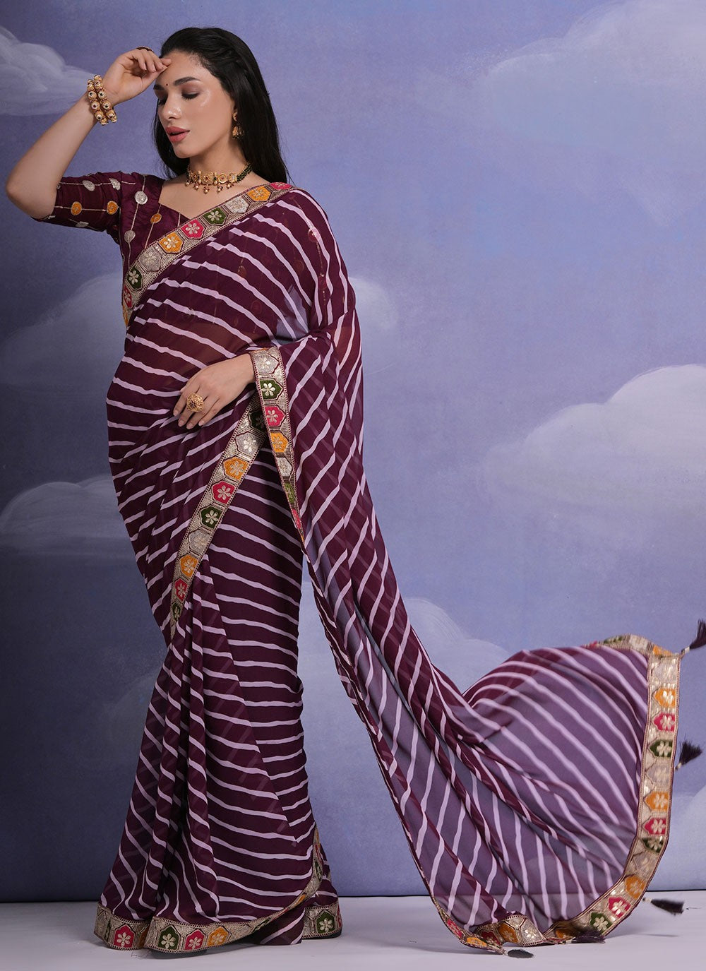 Trendy Border Work Georgette Saree - S4882