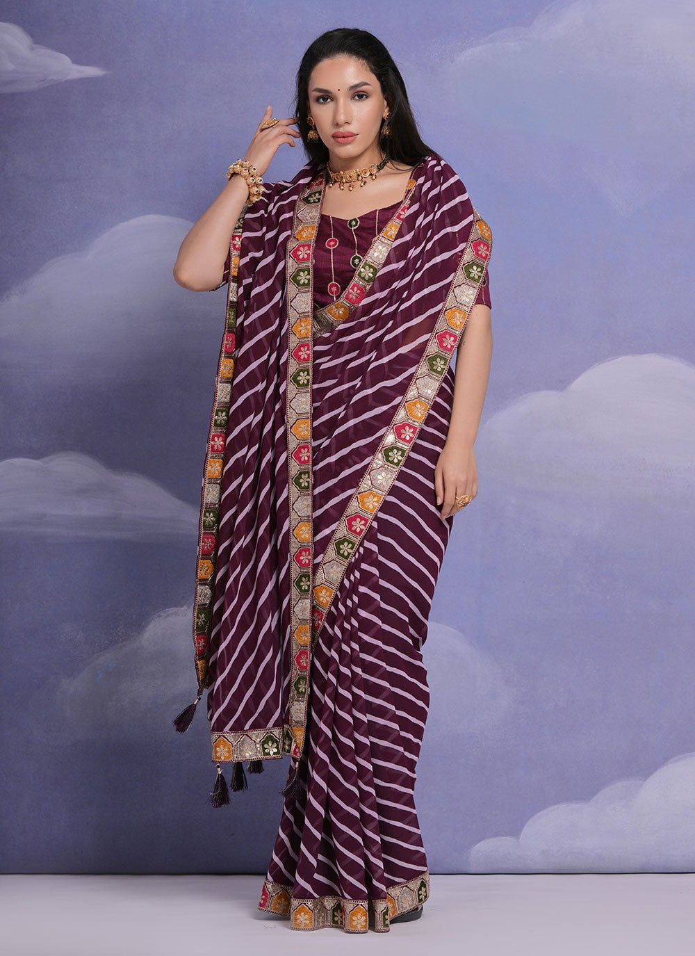 Trendy Border Work Georgette Saree - S4882