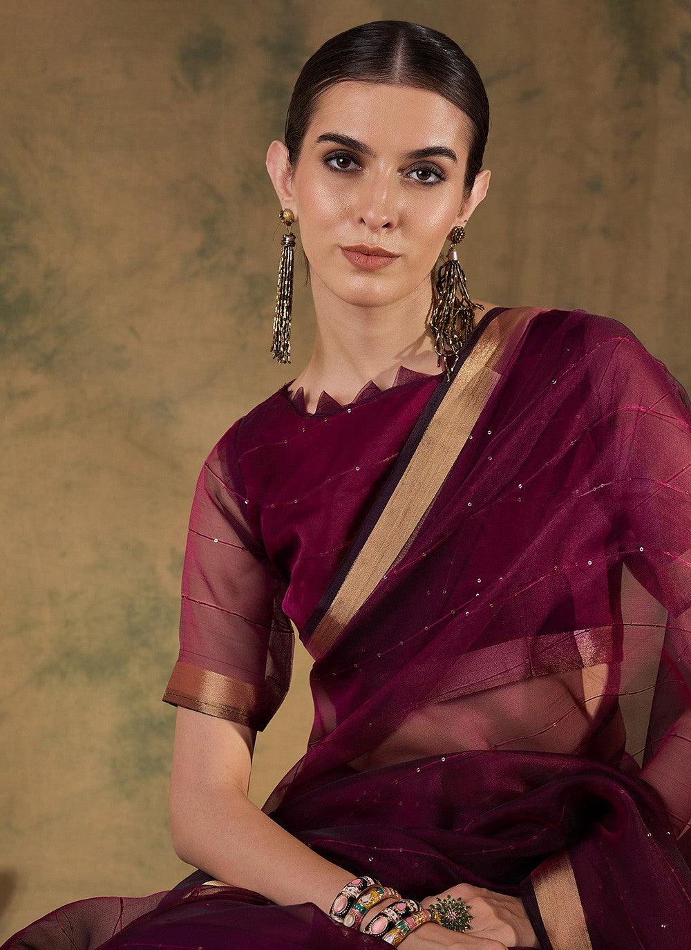 Casual Sequins Organza, Silk Saree - S6993