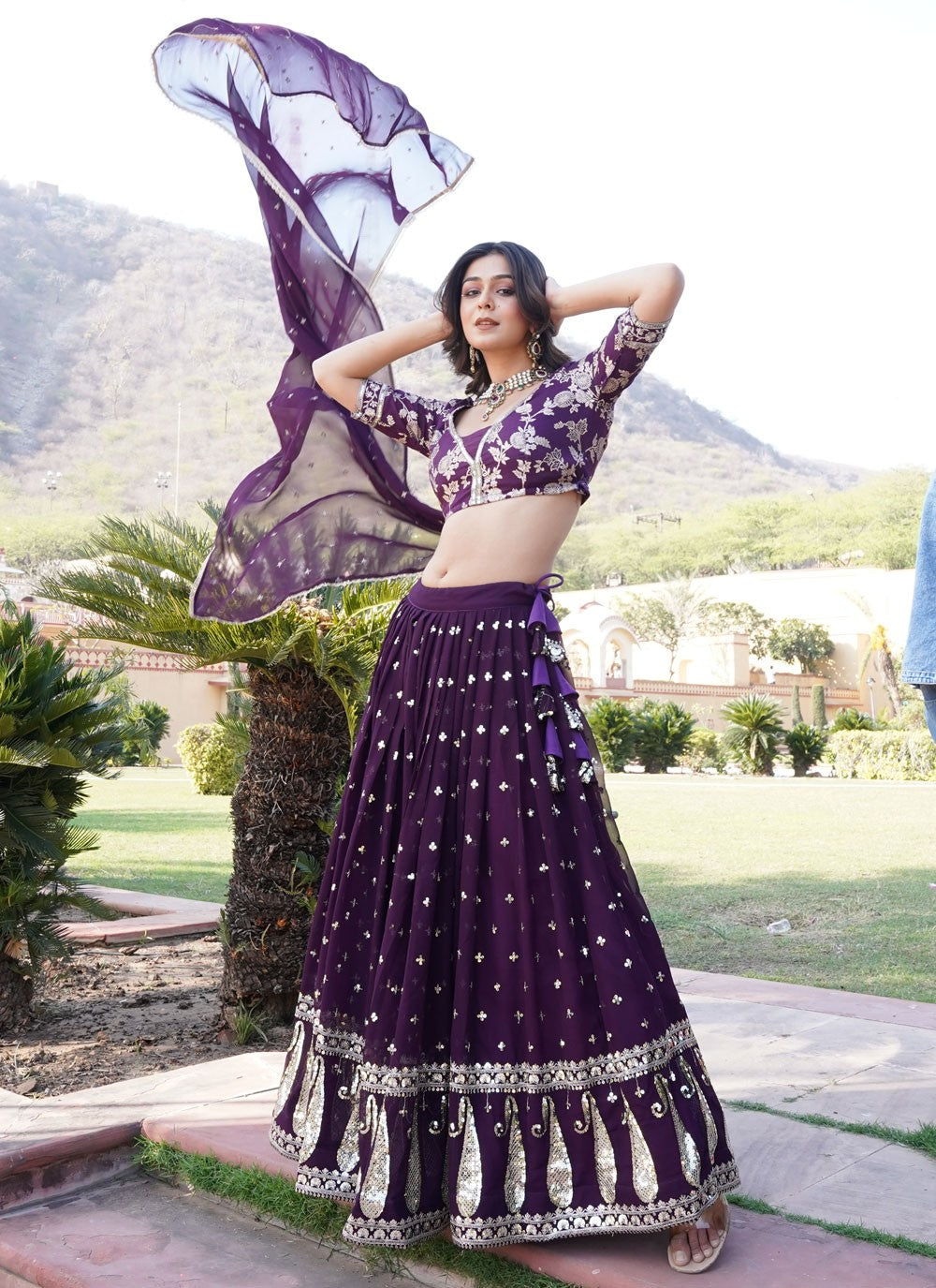 Embroidered Faux Georgette A - Line Lehenga - L1702