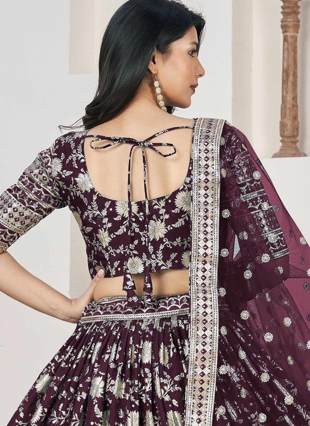 Embroidered Jacquard A - Line Lehenga - L1644