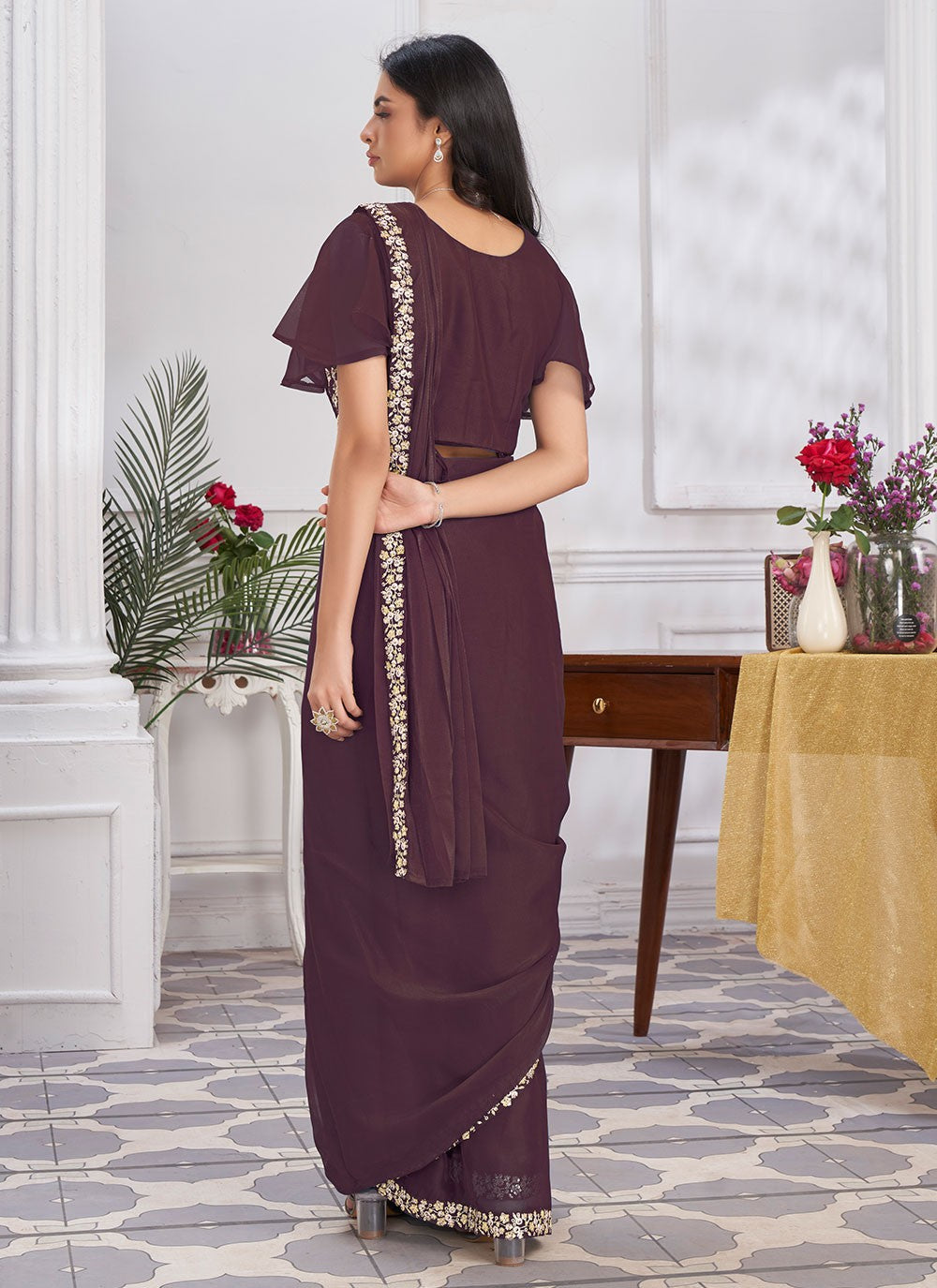 Classic Embroidered Georgette Saree - S6628