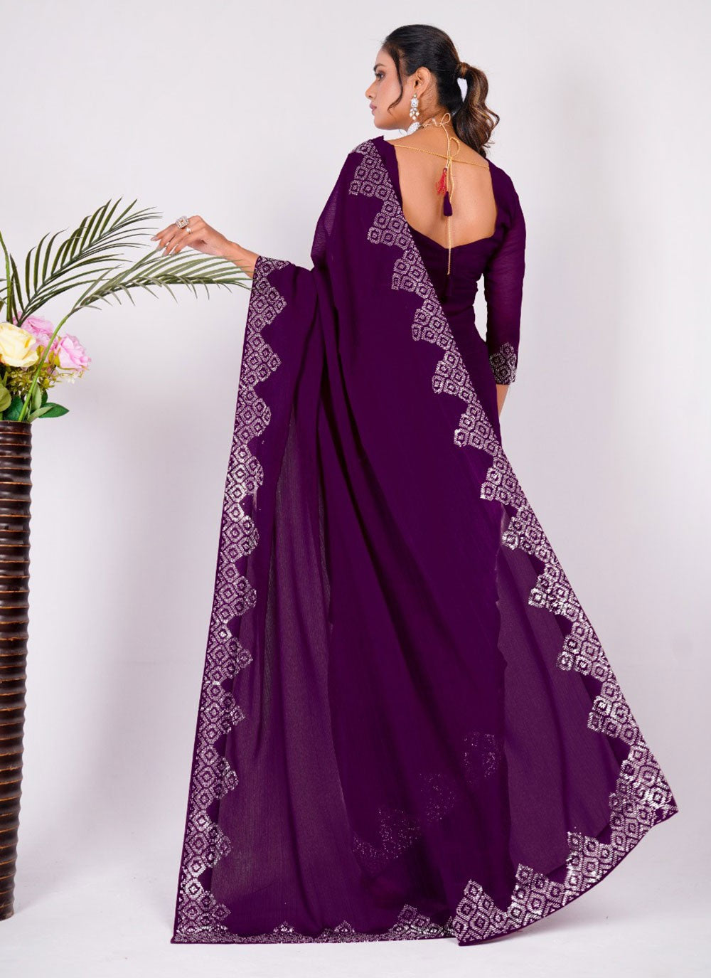 Classic Embroidered Silk Saree - S5636