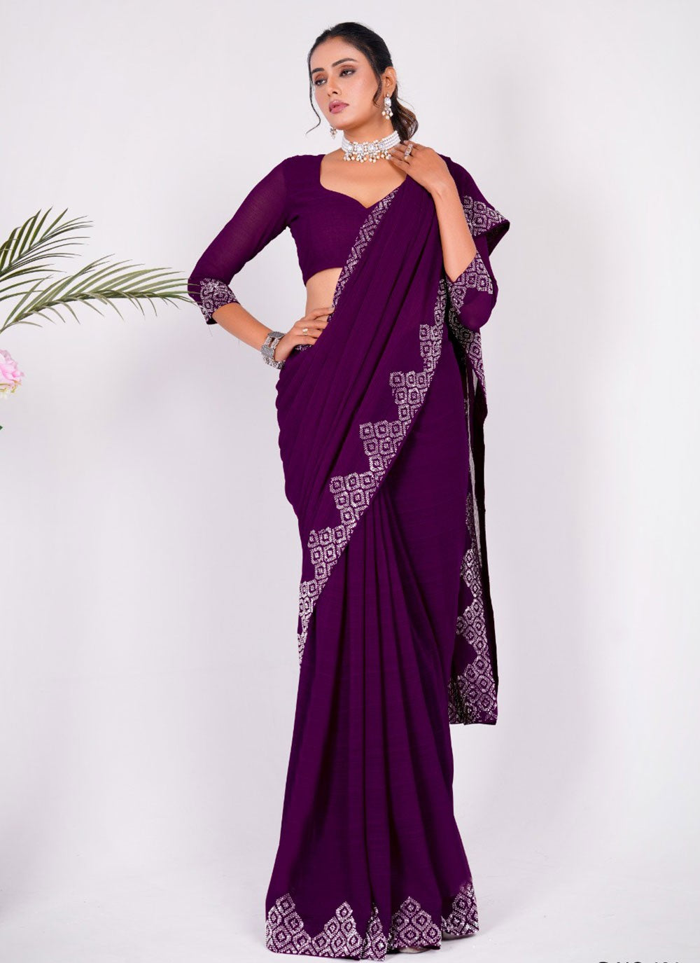 Classic Embroidered Silk Saree - S5636