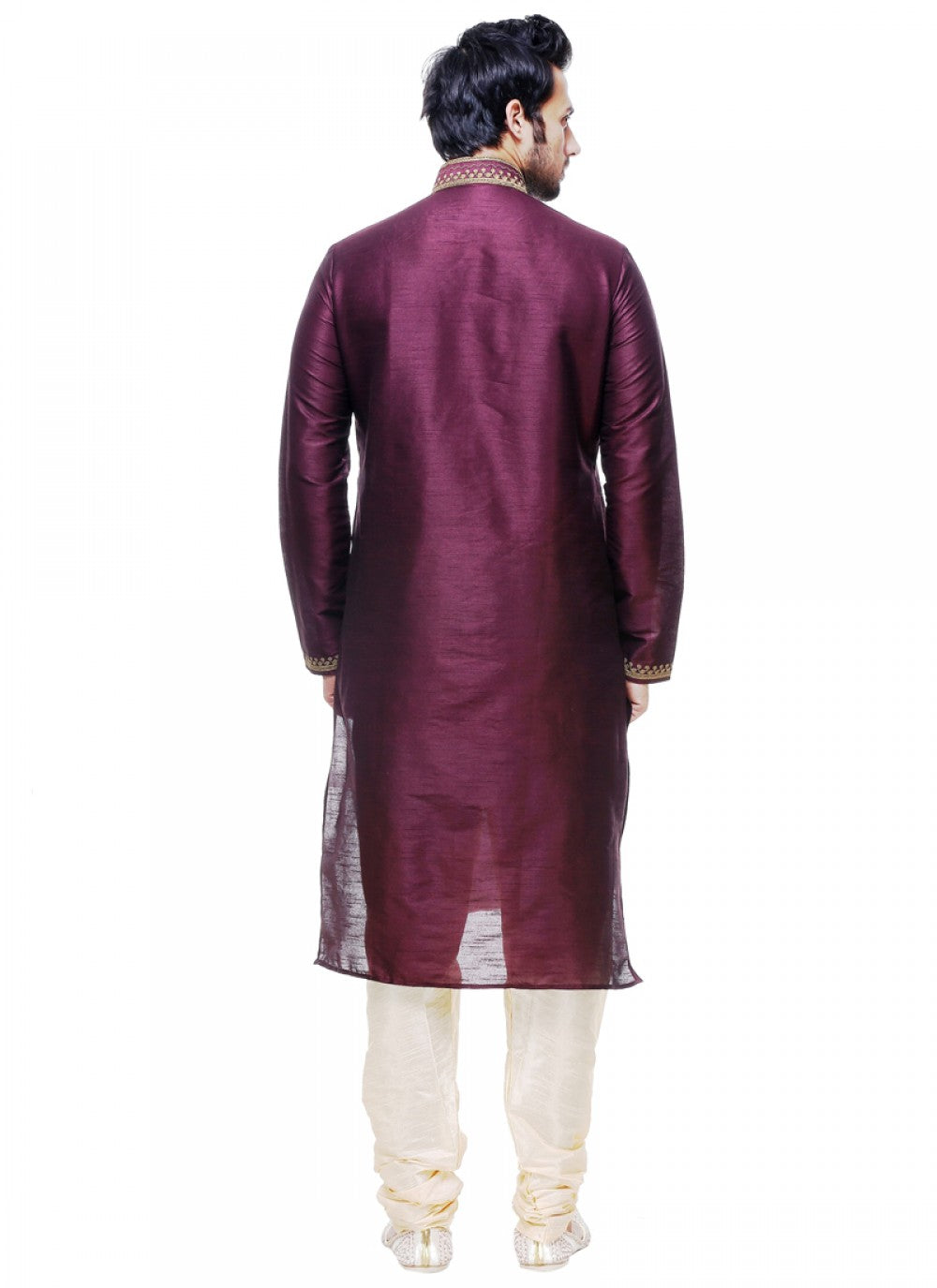 Plain Silk Wine Kurta Pyjama - M1013