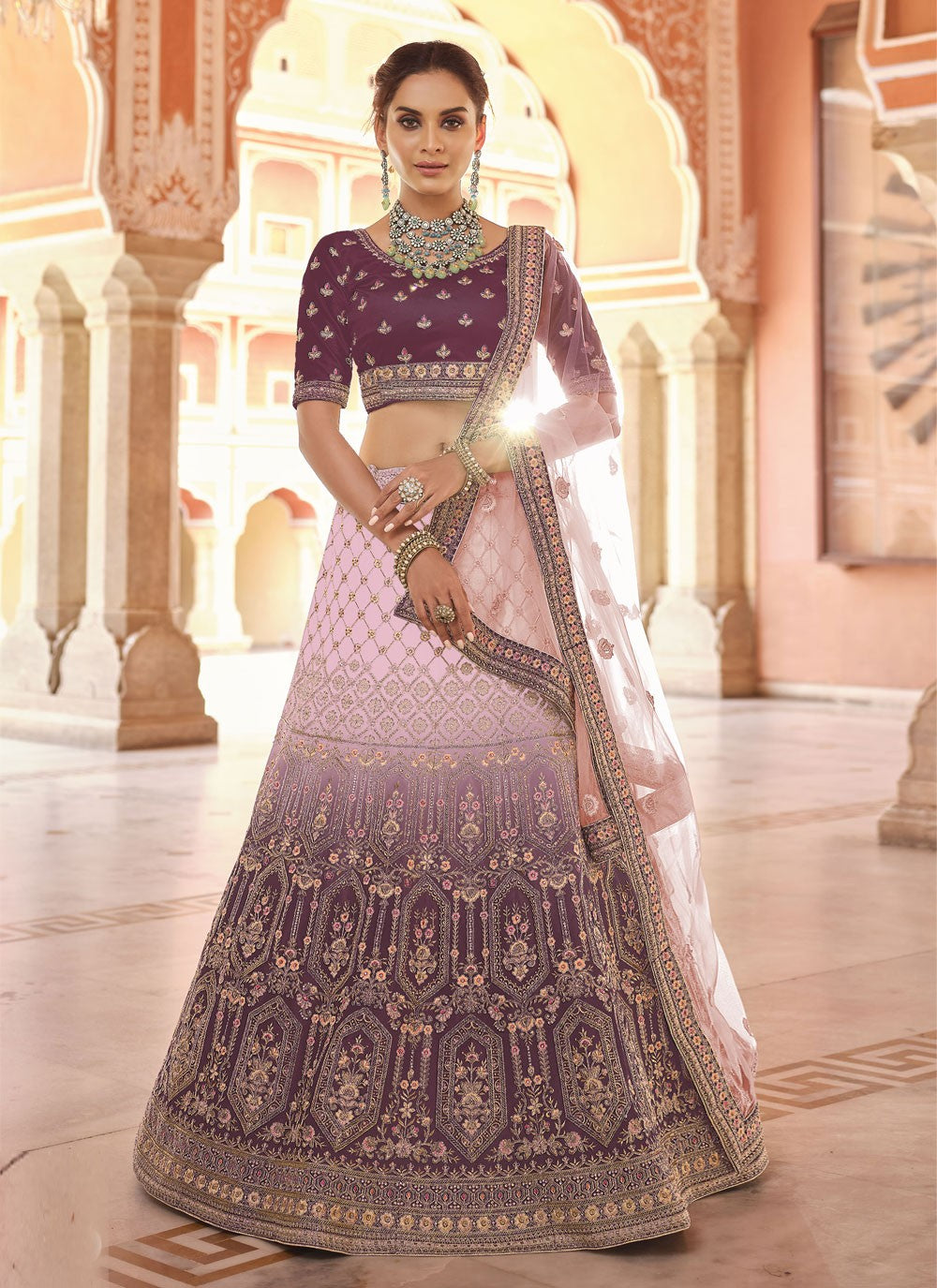 Mirror Art Silk A - Line Lehenga - L0386